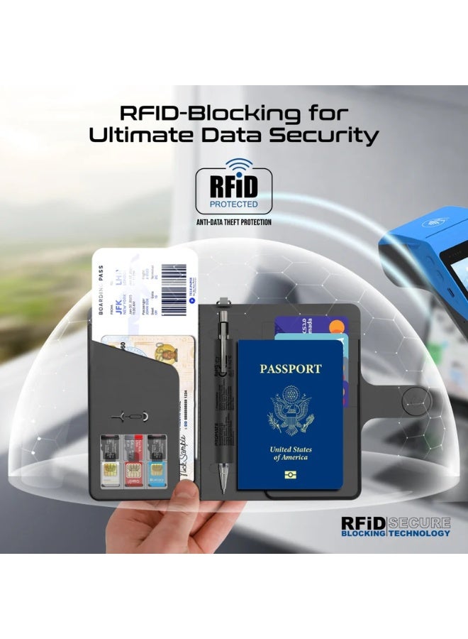 PROMATE Smart Leather Passport Holder with RFID Protection, Apple Find My Global Tracker, Wireless Charging, 6-Month Battery, Waterproof Anti-Loss Travel Wallet Organizer - Image 3