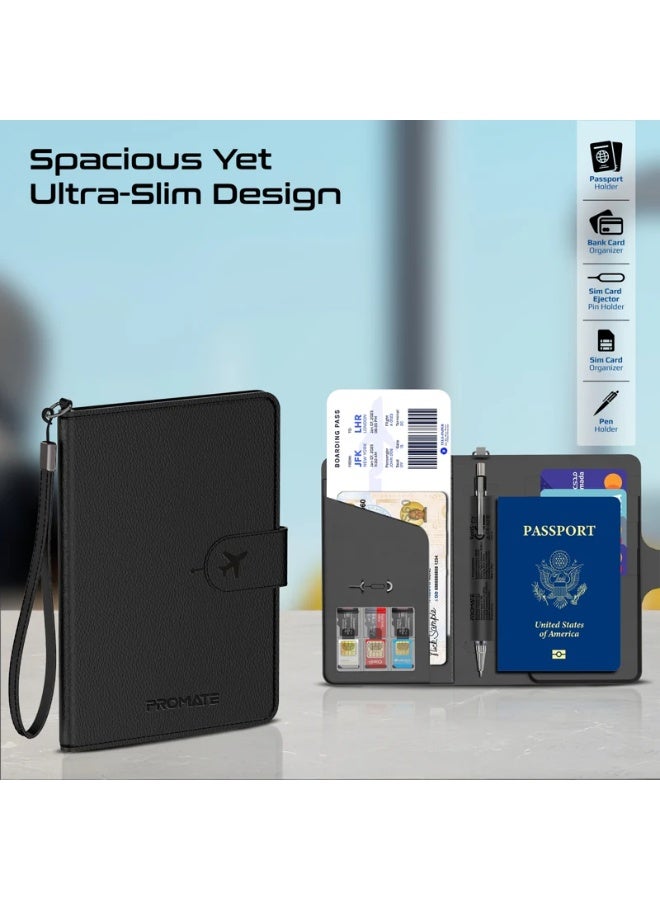 PROMATE Smart Leather Passport Holder with RFID Protection, Apple Find My Global Tracker, Wireless Charging, 6-Month Battery, Waterproof Anti-Loss Travel Wallet Organizer - Image 5