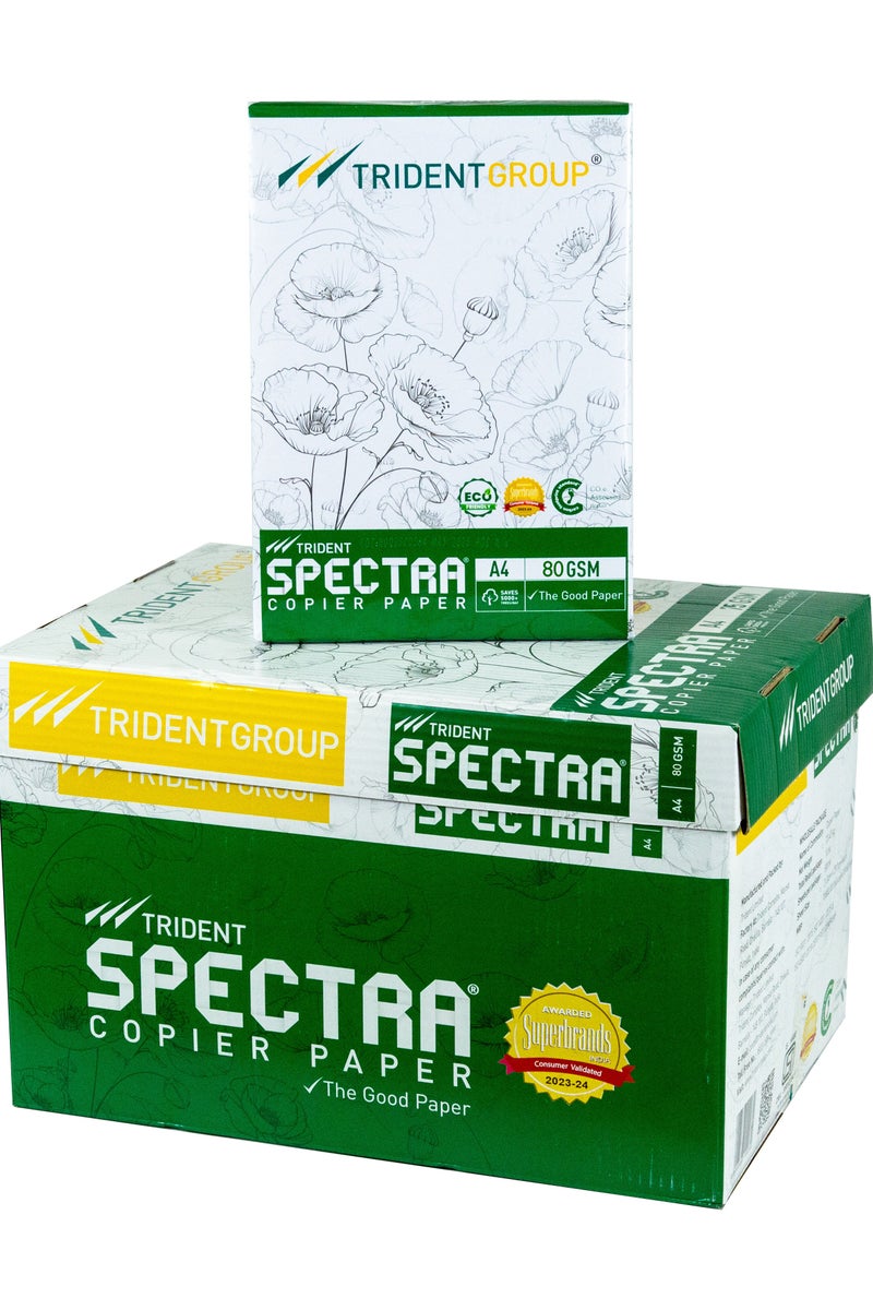 Trident Ecofriendly Trident's Spectra A4 80 GSM | 1 Carton (5 Ream x 500 Sheets) Copy Paper - An Agro Based Product - Image 1