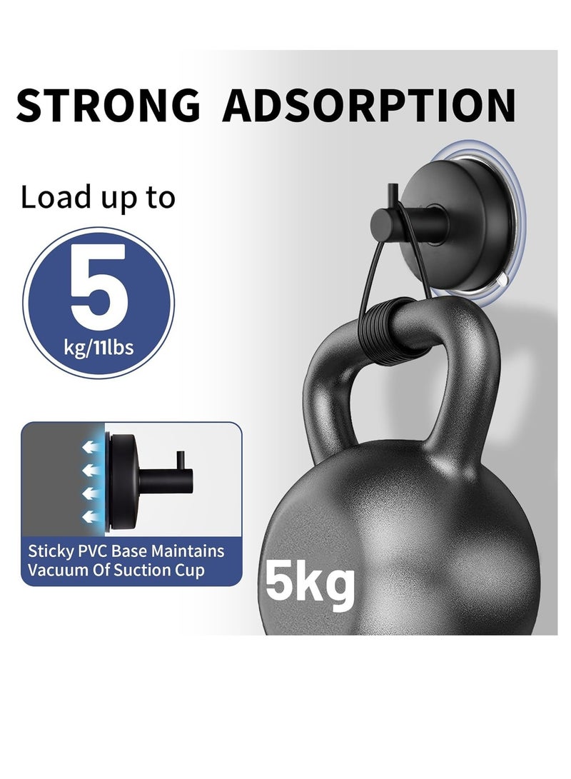 Suction Cup Hooks for Shower Towel Holder Stainless Steel Vacuum Bathroom Shower Hook Suction Washcloth Hanger Kitchen Towel Rack for Robe Loofah Wreath Glass Door Window Wall Brushed Black 2Pcs - Image 4