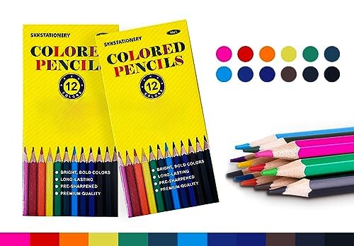 SKKSTATIONERY مجموعة أقلام تلوين SKKSTATIONERY 288 قطعة، أقلام تلوين مسبقة الشحذ، العودة إلى المدرسة، 12 لون، 12 قطعة/علبة، مجموعة أقلام تلوين إجمالية 288 قطعة - Image 2