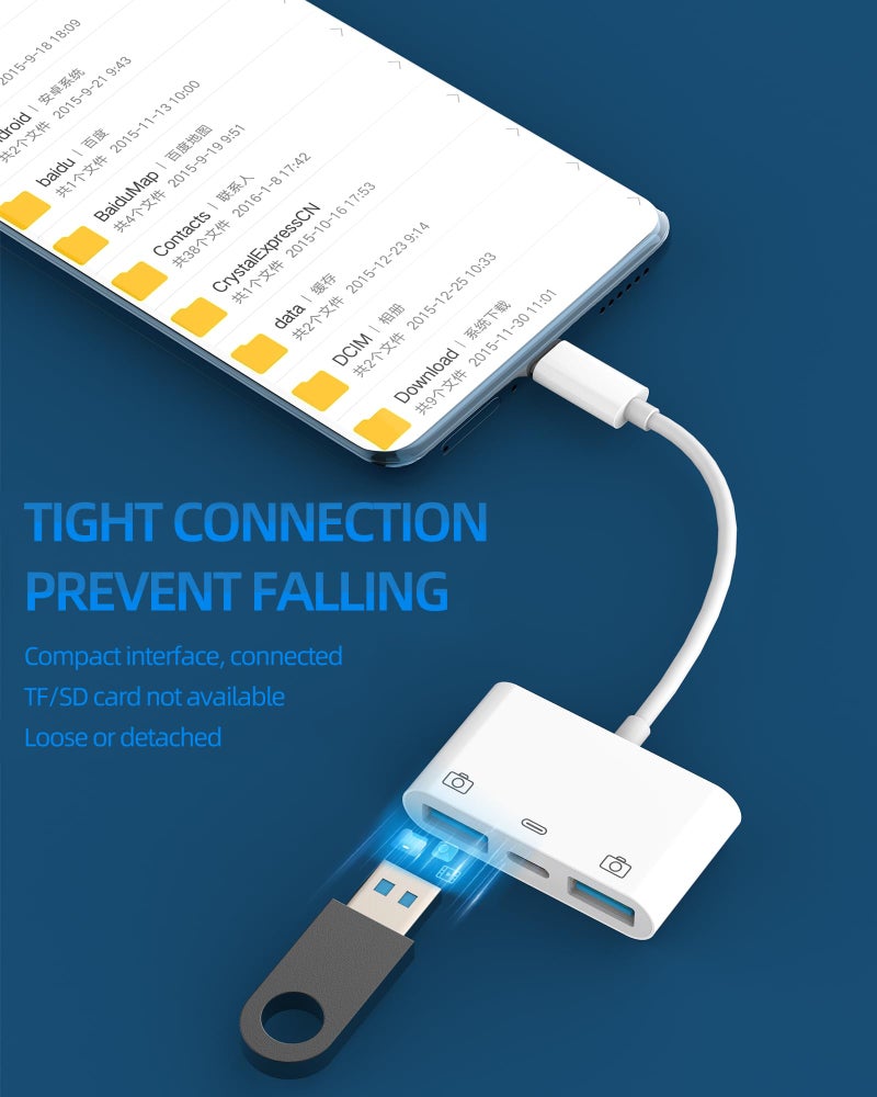 HOYULLI USB-C to Dual USB A Adapter(3in1) Type-C Charge Cable Accessorie Thunderbolt Charging Port Converter Keyboard Mouse U Disk USB Card Reader OTG Dongle Compatible for Samsung LG Pixel MacBook Pro - Image 2
