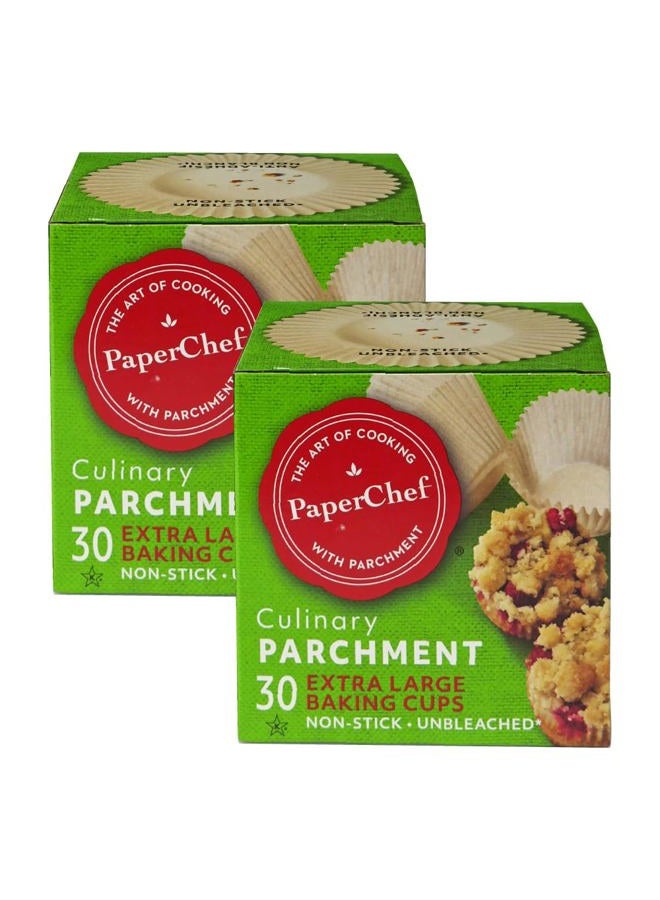 PaperChef (2 Pack) Extra Large Paper Cupcake Liners/Baking Cups, 30-ct/Box, Оne Расk, Tan - Image 1