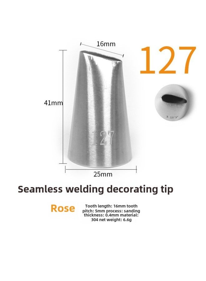 304 Stainless Steel Pastry Nozzle 6-tooth Belt Number Seamless Welding Cream Nozzle Large Cake Decorating Tool-Specifications:127  - Image 1