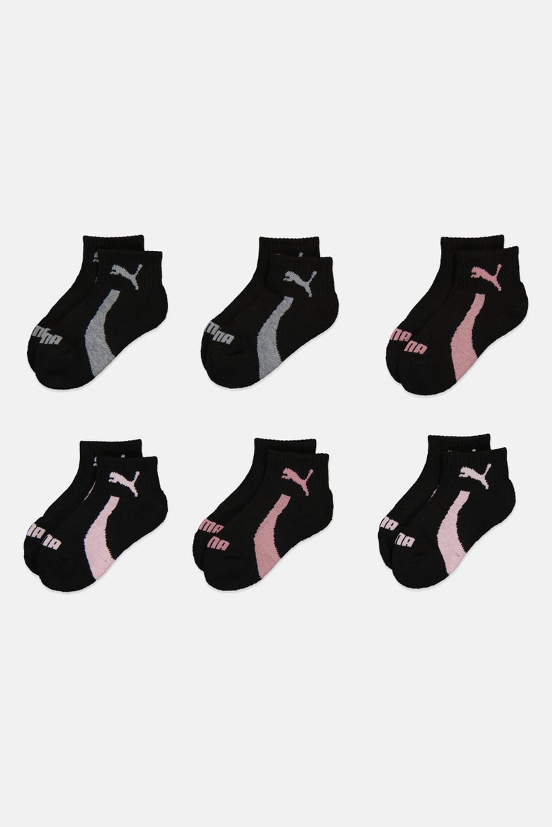 PUMA Toddlers Girl 6 Pairs Brand Logo Crew Socks, Black - Image 3
