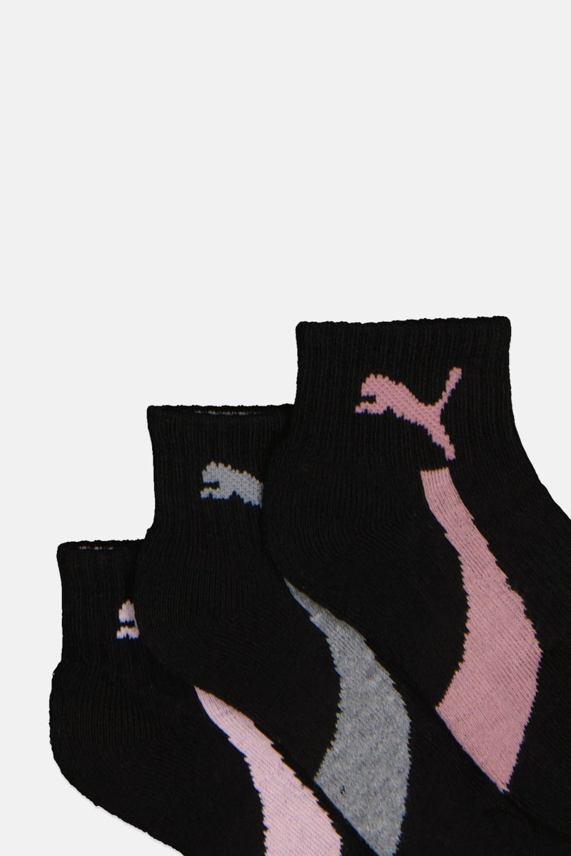 PUMA Toddlers Girl 6 Pairs Brand Logo Crew Socks, Black - Image 2
