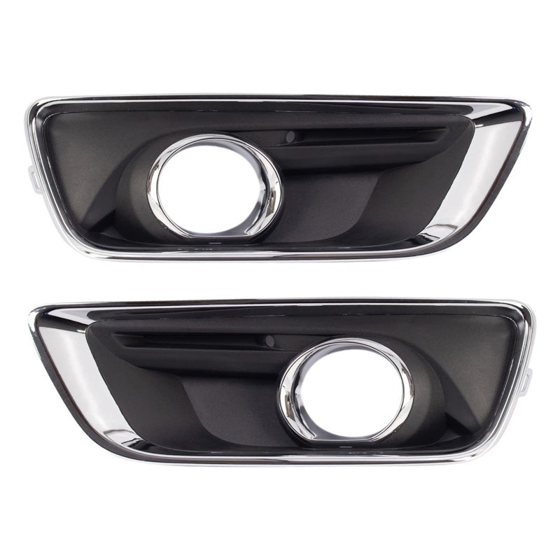 طقم إطار ضوء الضباب الجانبي للسائق الأمامي من TRQ باللونين الكروم والأسود متوافق مع شيفروليه ماليبو 2013-2015 وماليبو المحدودة 2016 GM1038136 GM1039136