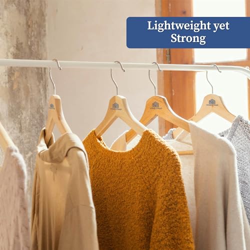 Homestrap Premium Round Bar Wooden Hanger (Pack of 8)| Durable Wooden Garment Hangers with Cut Notches & 360 Degree Swivel Chrome Hook for Hanging Heavy Clothes - Image 3