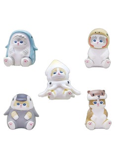 Generic Cute Elephant Slide Cat Box Egg Hamburger Sandwich Cat Fried Shrimp Cat Mini Food Play Ornaments Toy Doll-color:ocean Cat Bag  - Image 1