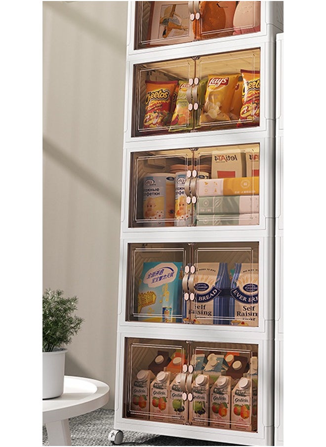 NKX - 5 Layers Multi-Functional Foldable Storage Cabinet with Doors and Wheels (170L) - Image 1