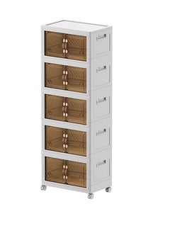 5 Layers Multi-Functional Foldable Storage Cabinet with Doors and Wheels (170L)