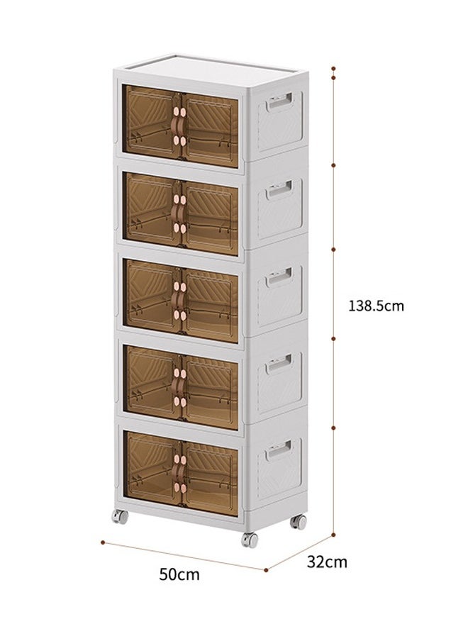 NKX - 5 Layers Multi-Functional Foldable Storage Cabinet with Doors and Wheels (170L) - Image 1