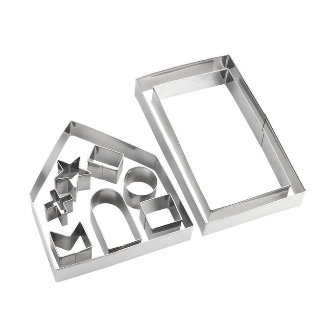 GINGERBREAD HOUSE COOKIE CUTTER SET 3D HOUSE COOKIE CUTTERS GINGERBREAD HOUSE KIT FOR HOLIDAY WINTER CHRISTMAS GINGERBREAD HOUSE KIT FOR KIDS GIFT PACKAGE 10PCS CHRISTMAS COOKIE CUTTERS