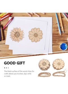 EXCEART 20Pcs Sunflower Wooden Cutouts Unfinished Sunflower Wooden Embellishments Sunflower Wood Slices Wooden Paint Crafts For Kids Painting Wedding Home Decor  - Image 5
