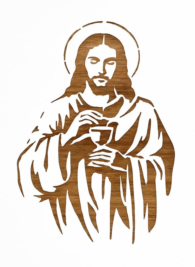 Lionx Jesus Holding Chalice Stencil 8.5 x 11 Inch Reusable Mylar Plastic Template for Painting, Religious Wall Art, Wood Signs, Glass, Scrapbooking and DIY Crafts - Image 1