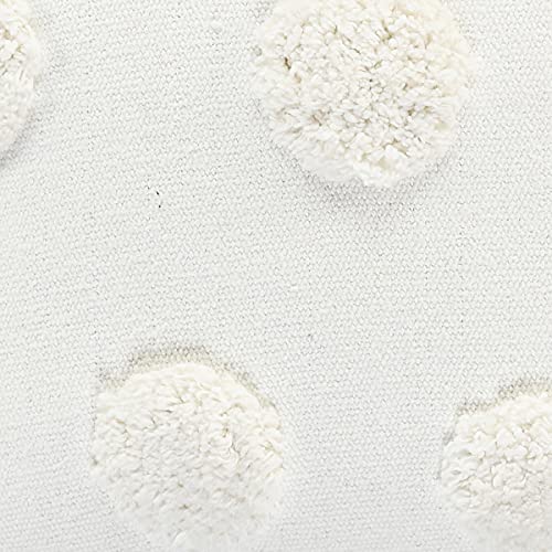 SASHAA WORLD Cotton Tufted Dots Cushion Cover | White Boho Decorative Pillow Cover for Sofa, Living Room, or Bed | Zipper Closure, Elegant Chic Design | 18x18 Inches - Image 2