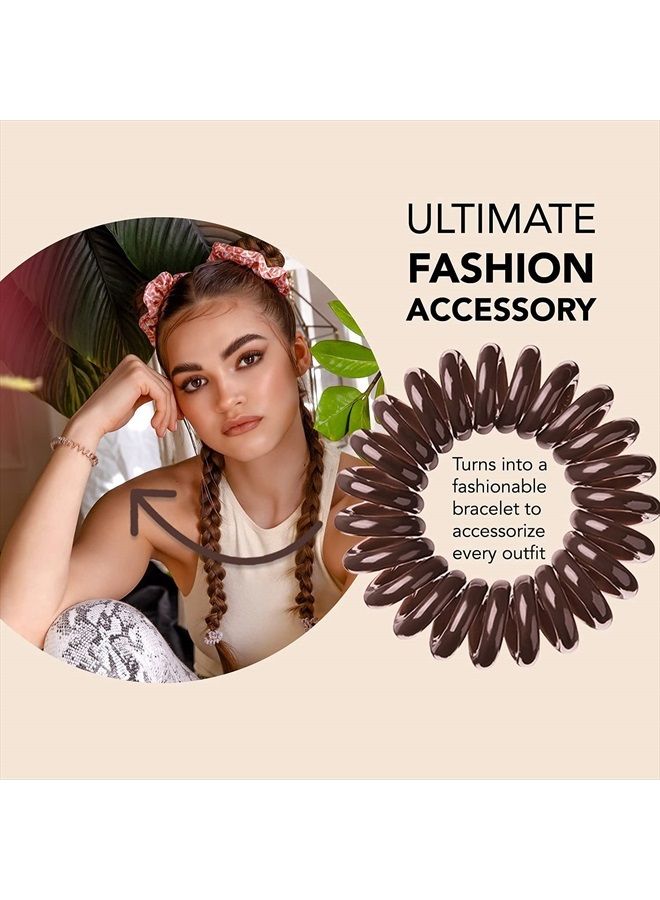 invisibobble Original Traceless Spiral Hair Ties With Strong Grip, Non-Soaking, Hair Accessories for Women- Pretzel Brown (Pack of 3) - Image 5