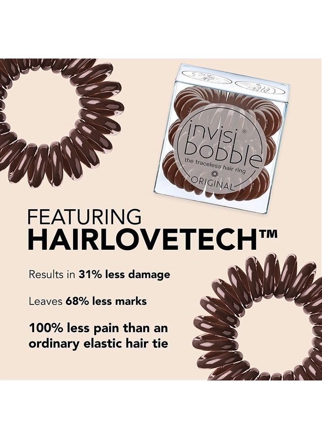 invisibobble Original Traceless Spiral Hair Ties With Strong Grip, Non-Soaking, Hair Accessories for Women- Pretzel Brown (Pack of 3) - Image 4