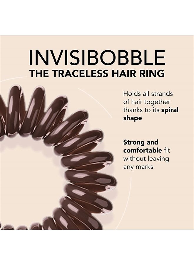 invisibobble Original Traceless Spiral Hair Ties With Strong Grip, Non-Soaking, Hair Accessories for Women- Pretzel Brown (Pack of 3) - Image 2