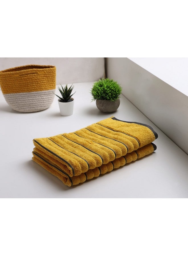 Spaces 100% Cotton Hand Towel Ribbed Texture HIGH Absorbency HIGH LOFT NA(Solid 40CMX60CM)-Mustard/ASH - Image 1