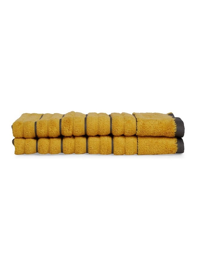 Spaces 100% Cotton Hand Towel Ribbed Texture HIGH Absorbency HIGH LOFT NA(Solid 40CMX60CM)-Mustard/ASH - Image 3