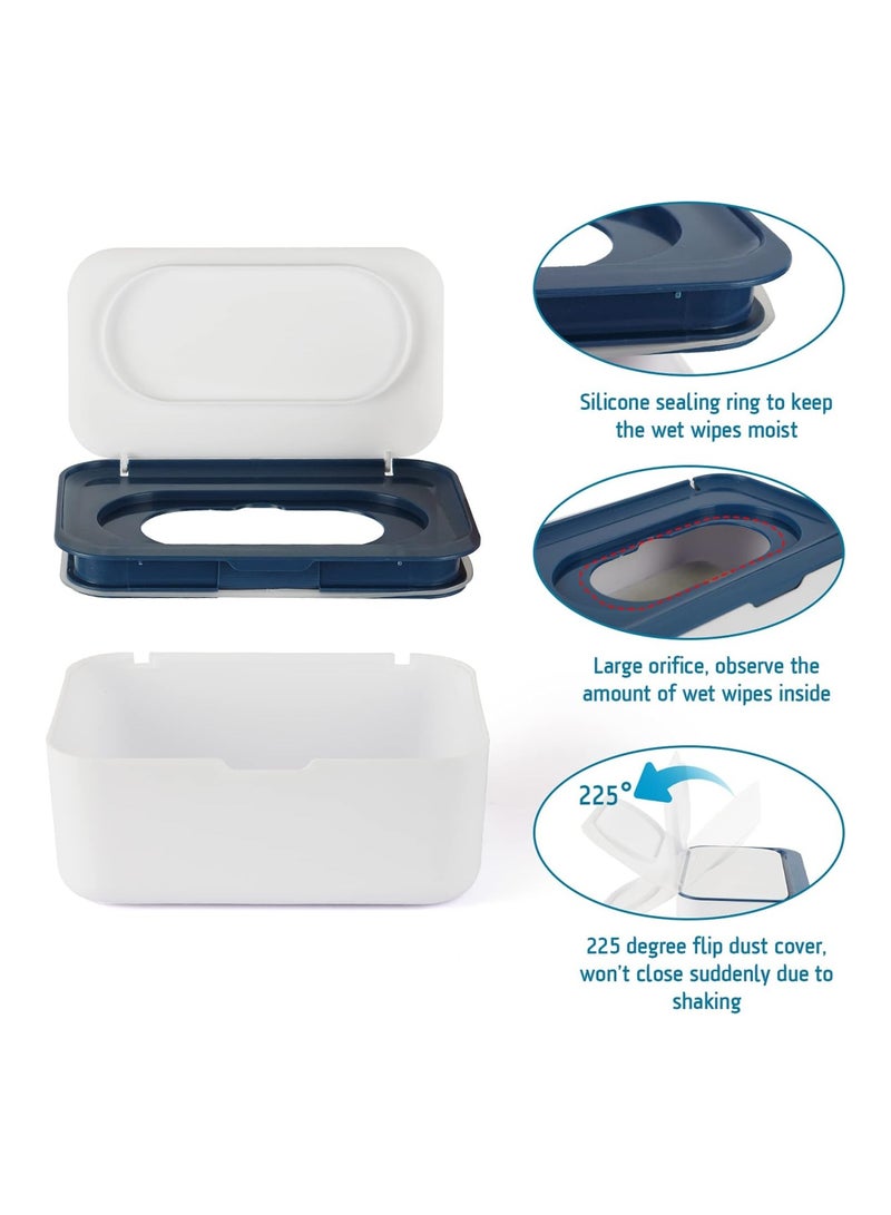 Flenpptly Baby Wipes Dispenser Wipes Case Baby Wipe Holder Keeps Wipes Fresh Non Slip Easy Open And Close Blue - Image 4