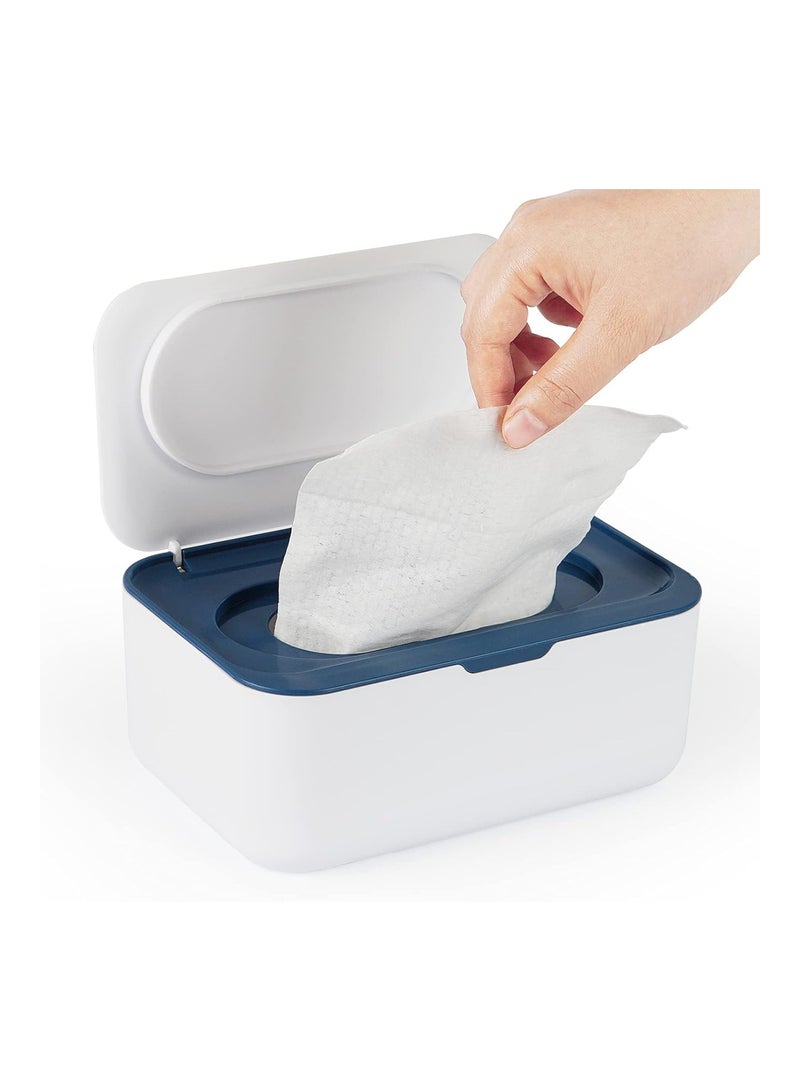 Flenpptly Baby Wipes Dispenser Wipes Case Baby Wipe Holder Keeps Wipes Fresh Non Slip Easy Open And Close Blue - Image 1