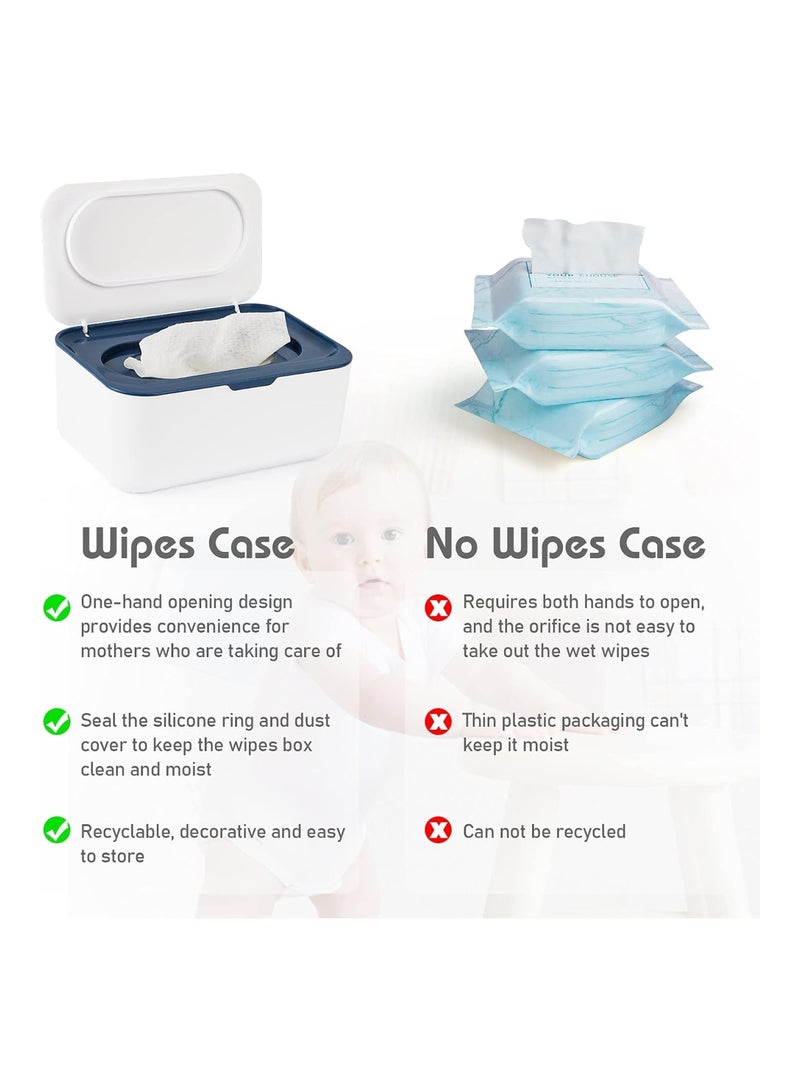 Flenpptly Baby Wipes Dispenser Wipes Case Baby Wipe Holder Keeps Wipes Fresh Non Slip Easy Open And Close Blue - Image 3