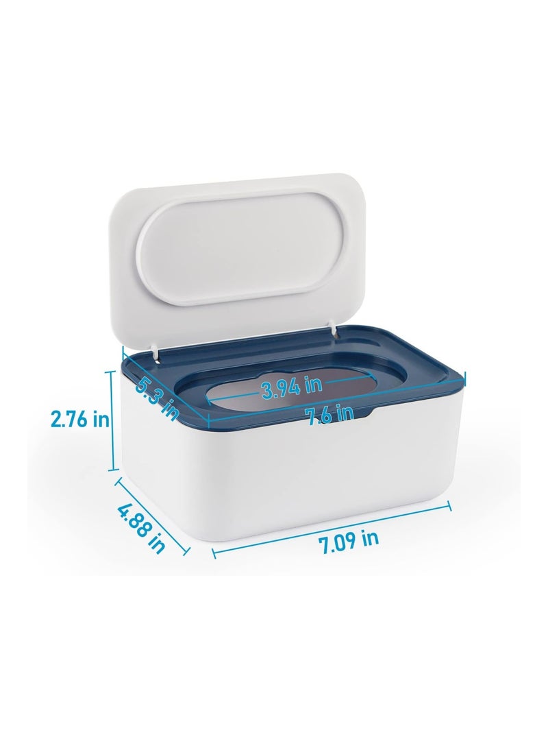Flenpptly Baby Wipes Dispenser Wipes Case Baby Wipe Holder Keeps Wipes Fresh Non Slip Easy Open And Close Blue - Image 2
