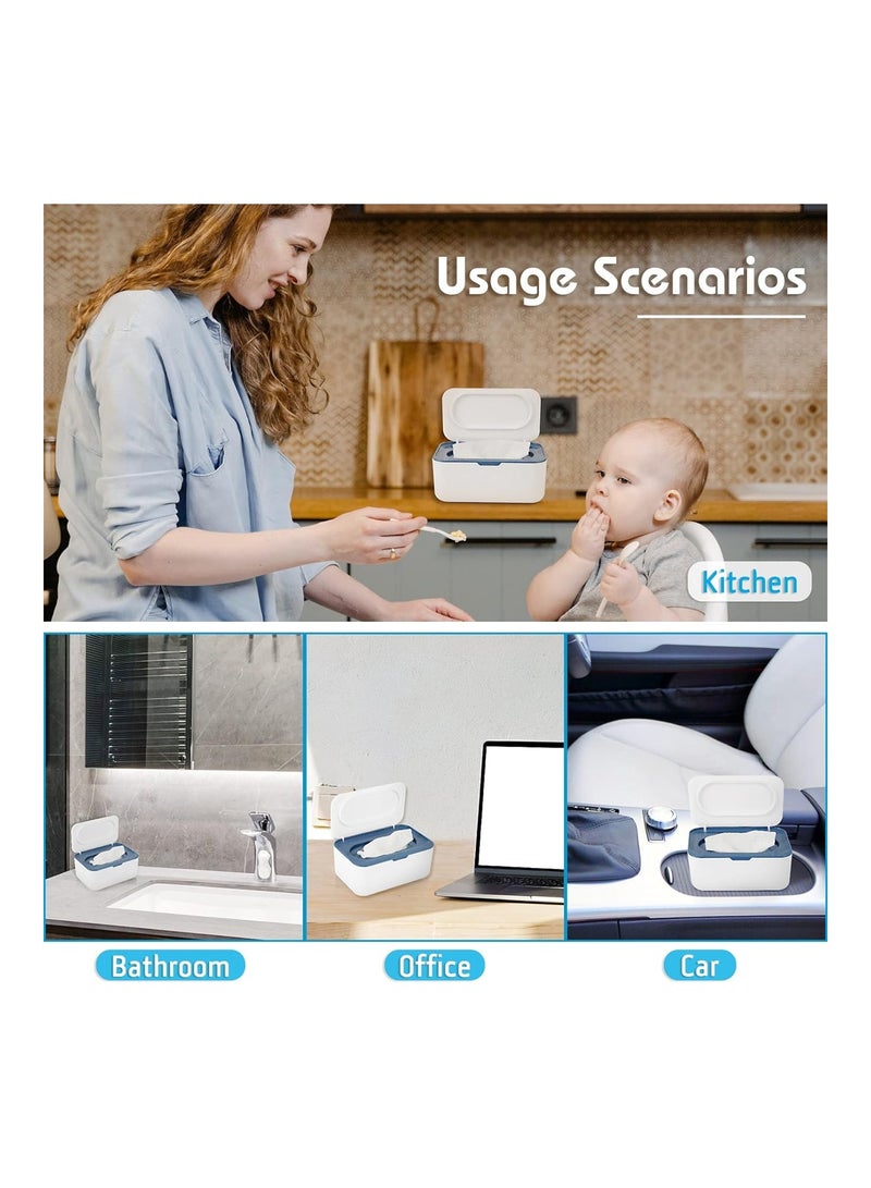 Flenpptly Baby Wipes Dispenser Wipes Case Baby Wipe Holder Keeps Wipes Fresh Non Slip Easy Open And Close Blue - Image 5