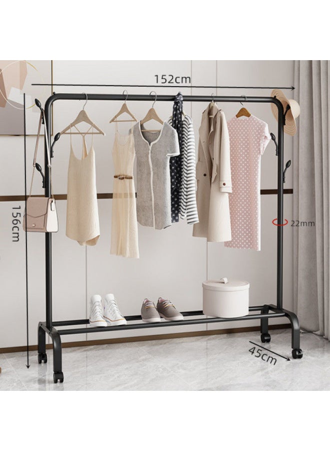 Bold Hanger Floor Drying Rack Household Indoor Folding Vertical Clothes Shelf Simple Wardrobe Storage-Color:Black  Coat Rack Length 1.5m  - Image 1