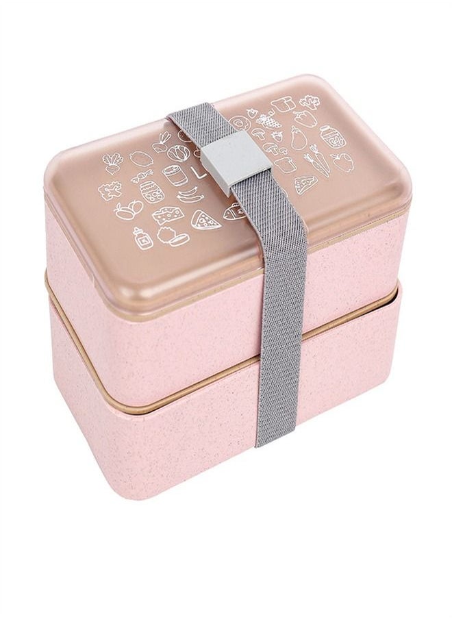 Loquat Wheat Double Deck Lunch Box Pink 