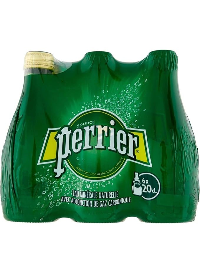 Perrier Natural Sparkling Mineral Water Glass Bottles 6 × 200 ml - Image 1