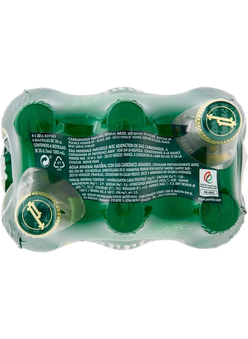 Perrier Natural Sparkling Mineral Water Glass Bottles 6 × 200 ml - Image 3