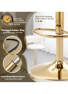 DubaiGallery Modern Velvet Adjustable Barstools 360° Swivel Counter Stools with Golden Base Upholstered Open Back Tall Bar Chairs with Footrest for Home Pub Kitchen  - Image 3