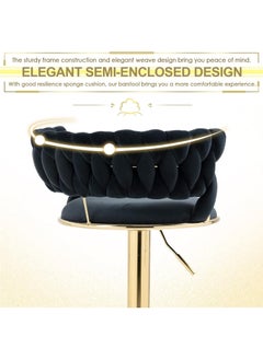 DubaiGallery Modern Velvet Adjustable Barstools 360° Swivel Counter Stools with Golden Base Upholstered Open Back Tall Bar Chairs with Footrest for Home Pub Kitchen  - Image 4