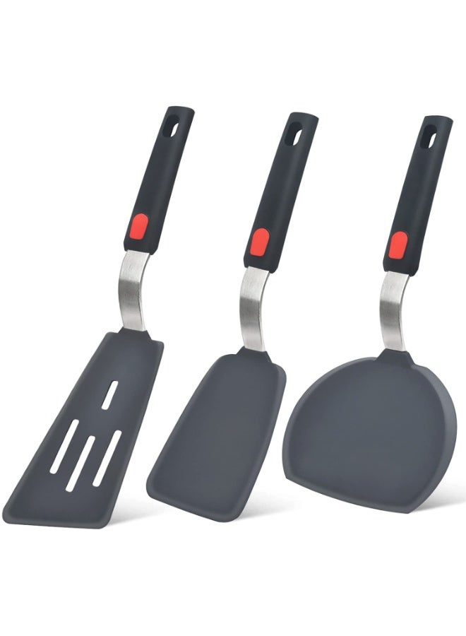 هومستر مجموعة ملعقة سيليكون 3 قطع، ملعقة طهي مقاومة للحرارة 315.6 درجة فهرنهايت من بي جي يي، مناسبة للأواني غير اللاصقة، أدوات المطبخ المرنة الكبيرة، مجموعة ملعقة مطاطية خالية من مادة BPA، مناسبة للبيض، الفطائر، السمك، البرغر. - Image 1