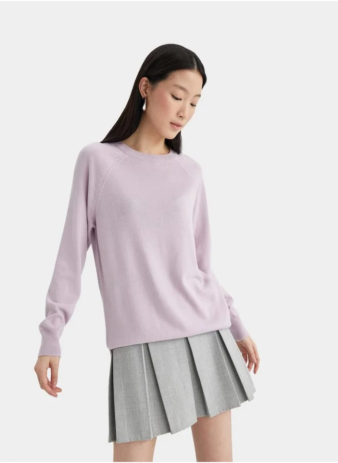 DeFacto Solid Raglan Sleeve Regular Fit Sweater by Styli
