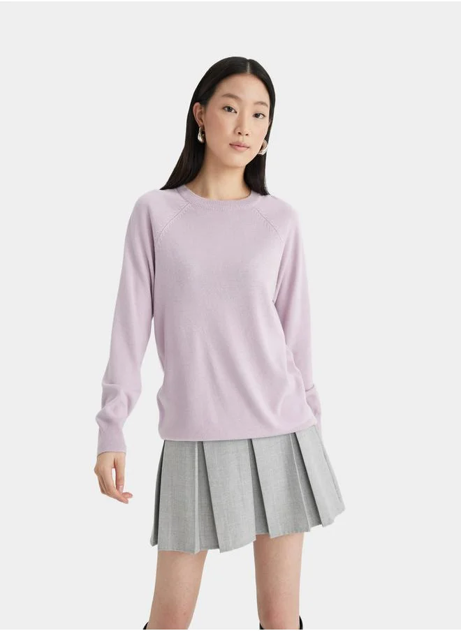 DeFacto Solid Raglan Sleeve Regular Fit Sweater by Styli
