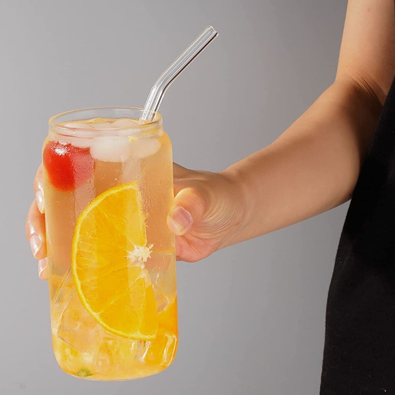 SKDBPM Ice Juice Drinks Glass Can Mug with Straw for Milk/Coffee/Green Tea Cup Set of 1-510ml Transparent Printed Can Shape Cup (Pack of 1) (Bukur Cup) - Image 1