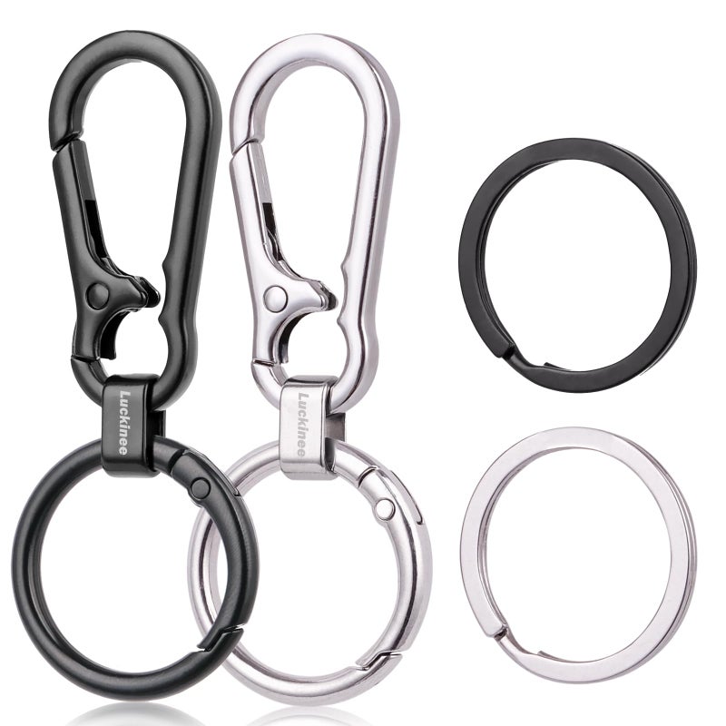LUCKINEE 2 Pack Metal Keychains, Key Chain with Carabiner Clip, Key Ring and Spring O Ring, Anti-Lost Quick Release Key Clip for Purse, Car Keychain, Small Arts, Lanyard, Suitable for Men and Women - Image 1