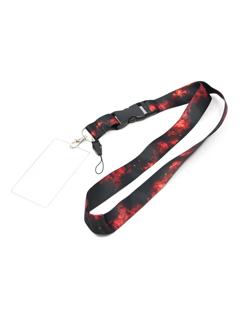 FIS حقيبة FIS تحتوي على حبل تعليق فاخر بخطاف معدني بعرض 2.5 سم وطول 90 سم مع شارة اسم شفافة مقاس 62 × 102 مم باللون الأسود/الأحمر -FSNAF2-1 - Image 1