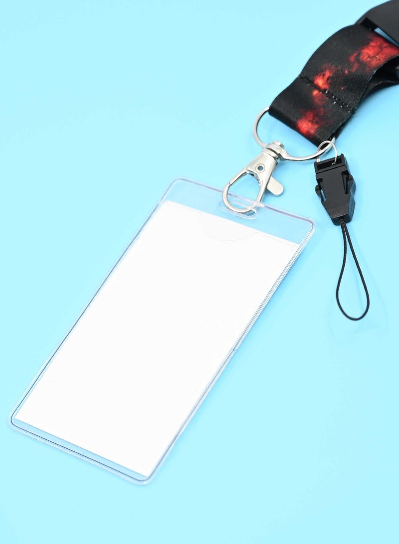 FIS حقيبة FIS تحتوي على حبل تعليق فاخر بخطاف معدني بعرض 2.5 سم وطول 90 سم مع شارة اسم شفافة مقاس 62 × 102 مم باللون الأسود/الأحمر -FSNAF2-1 - Image 2