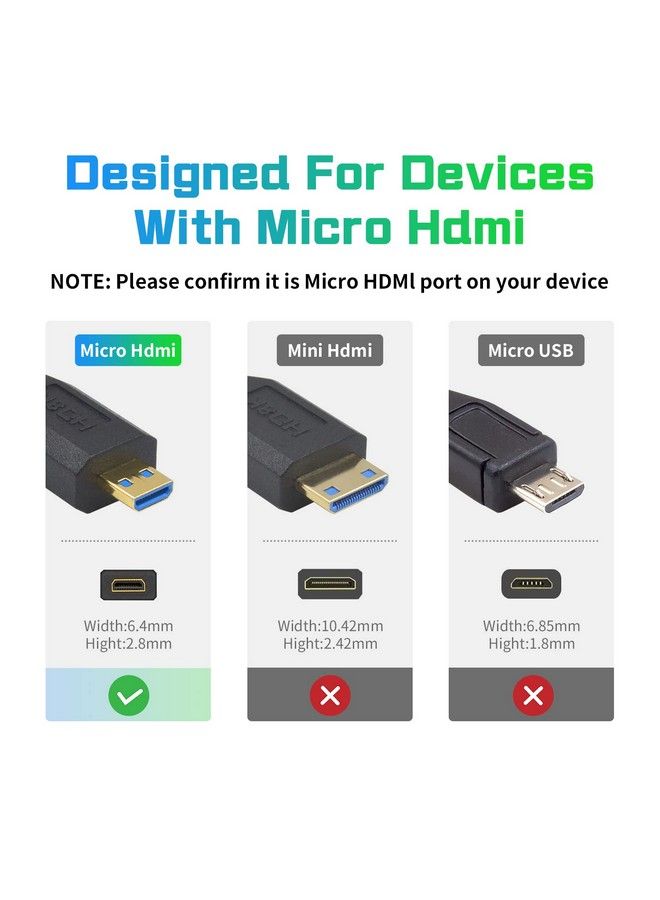 Duttek 8K Short Micro Hdmi To Hdmi Extension Cable 48Gbps Extreme Thin Hdmi Female To Micro Hdmi Male Cable Support Dynamic Hdr For Gopro Digital Camera Ect. 1Ft 30Cm  - Image 5