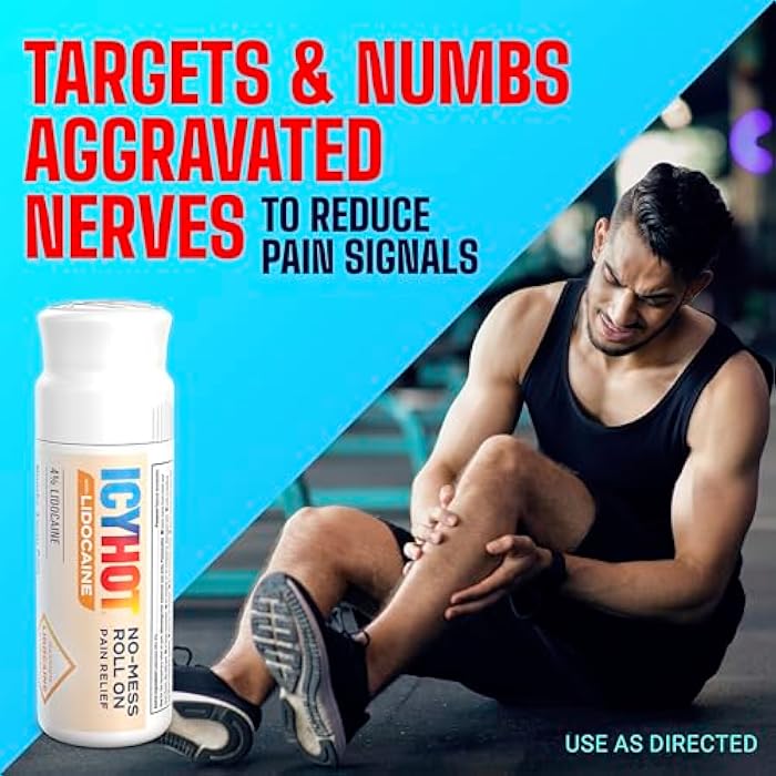Icy Hot Lidocaine Pain Relief No-Mess Roll-On Applicator, Numb Aggravated Nerves with Max Strength Lidocaine 4%, Pain Relief for Minor Pain, Backaches, Sprains and Strains, 2.5 oz - Image 4
