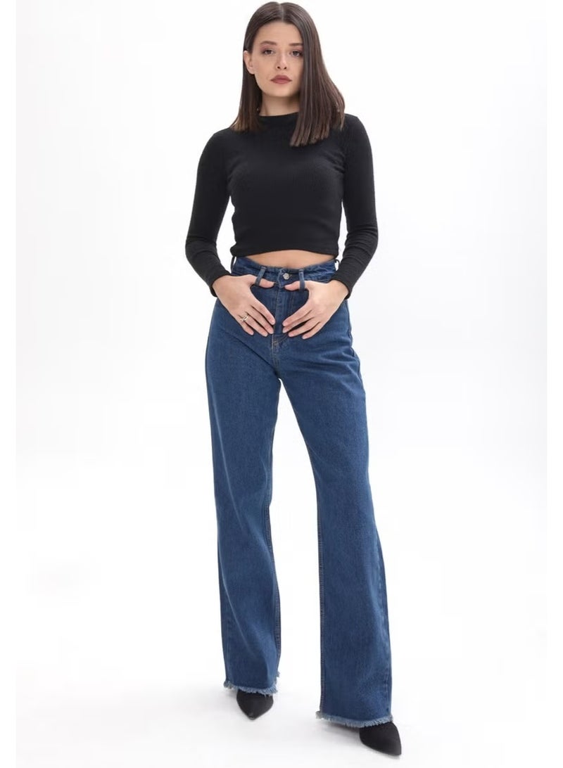 Tofisa 23663-COFFEE-TINT-WASH Wide Leg High Waist Wide Leg Jeans - Image 1
