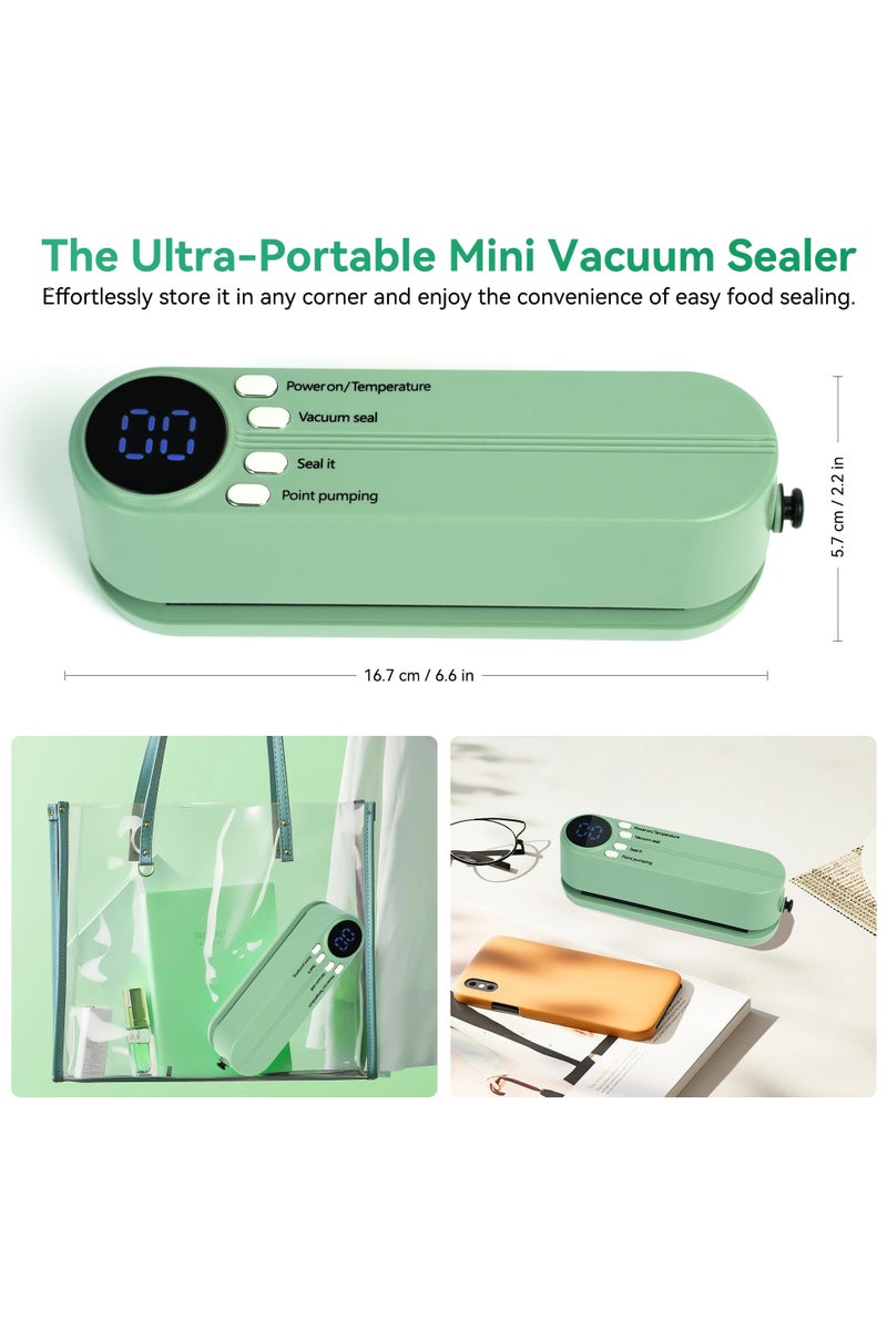 فلوشرينيك جهاز تغليف الطعام بالفراغ، جهاز تغليف صغير محمول 2 في 1 قابل لإعادة الشحن، جهاز تغليف الوجبات بالفراغ، جهاز تغليف بالفراغ لاسلكي، مع 4 أكياس وجبات خفيفة، كيس تخزين واحد، إبرة ومبسم مضخة هواء، مناسب لتخزين الطعام - Image 2