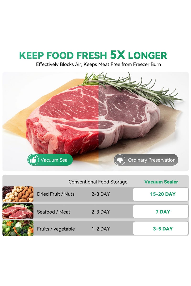 فلوشرينيك جهاز تغليف الطعام بالفراغ، جهاز تغليف صغير محمول 2 في 1 قابل لإعادة الشحن، جهاز تغليف الوجبات بالفراغ، جهاز تغليف بالفراغ لاسلكي، مع 4 أكياس وجبات خفيفة، كيس تخزين واحد، إبرة ومبسم مضخة هواء، مناسب لتخزين الطعام - Image 3