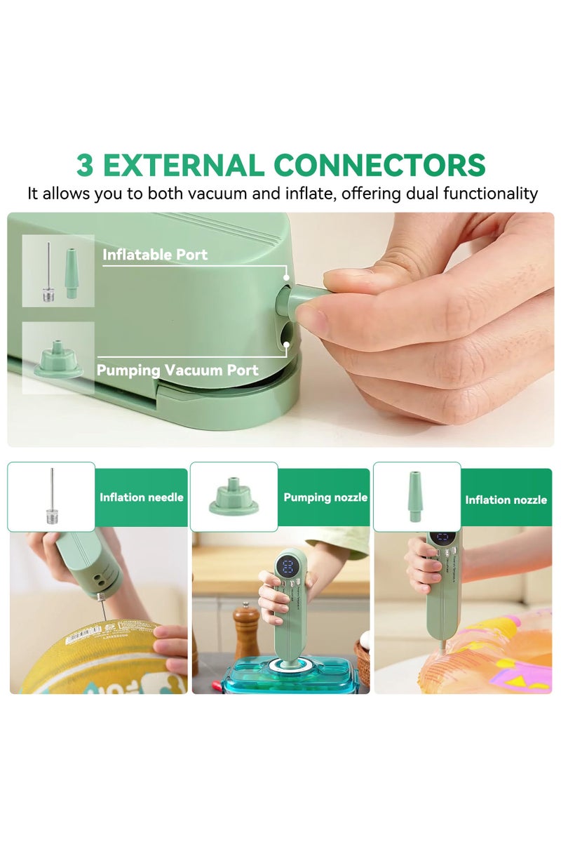 فلوشرينيك جهاز تغليف الطعام بالفراغ، جهاز تغليف صغير محمول 2 في 1 قابل لإعادة الشحن، جهاز تغليف الوجبات بالفراغ، جهاز تغليف بالفراغ لاسلكي، مع 4 أكياس وجبات خفيفة، كيس تخزين واحد، إبرة ومبسم مضخة هواء، مناسب لتخزين الطعام - Image 5