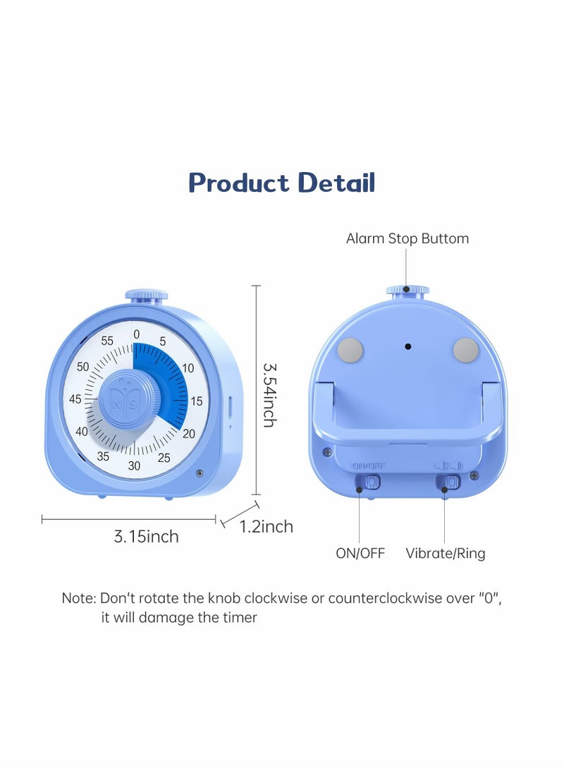 SYOSI - Timer Rechargeable 60 Minute Visual Timer Desk Countdown Time Clock for Kids and Adults, Kitchen Timer Cooking Pomodoro Timer Productivity, Time Management Tool for Teaching Classroom (Blue) - Image 1